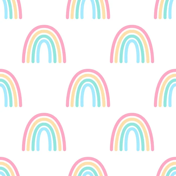 Seamless Pattern Colorful Cartoon Rainbows Stock Vector