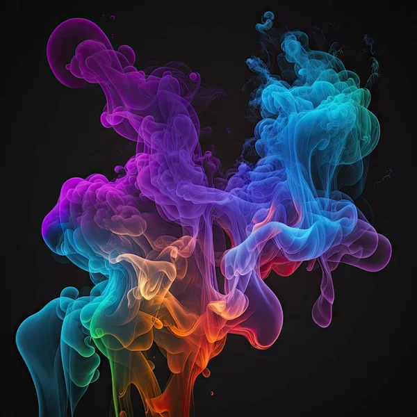 Neon atmospheric smoke, abstract background. Violet fog and mist effect on black stage studio showcase room background.