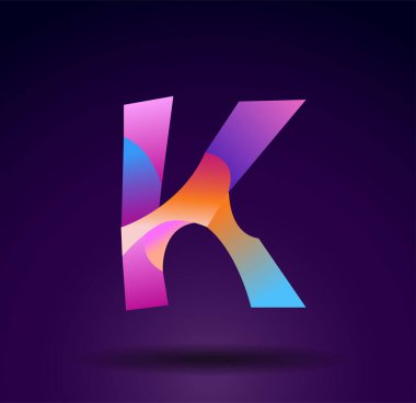 K logosu renkli soyut şekil, logo tasarımı, yaratıcı başlangıç