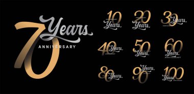 Set of modern anniversary logotype with lettering style. elegance anniversary design clipart