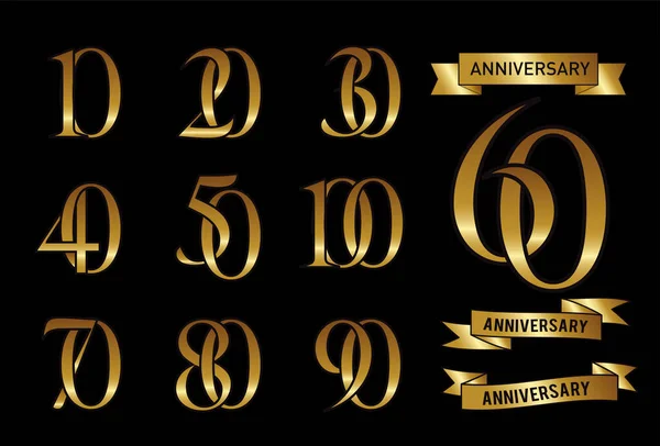 Grupo Logo Aniversario Con Algún Vector Número — Archivo Imágenes Vectoriales
