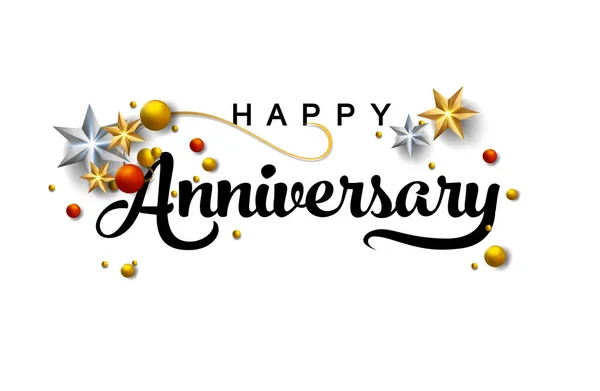 Happy Anniversary Lettering Text Banner Template Lettering Anniversary Golden Festive — Stock Vector