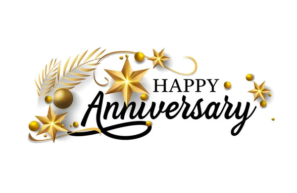 Happy Anniversary Lettering Text Banner Template Lettering Anniversary Golden Festive — Stock Vector