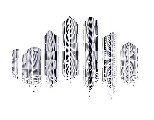 Gebäudevektorillustration Architektur Wolkenkratzer Objekt Isoliert Hintergrund — Stockvektor