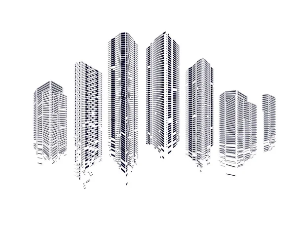 Bygga Vektor Illustration Arkitektur Skyskrapa Objekt Isolerad Bakgrund — Stock vektor
