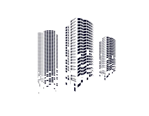 Οικοδόμηση Διανυσματική Απεικόνιση Αρχιτεκτονικό Αντικείμενο Ουρανοξύστη Απομονωμένο Φόντο — Διανυσματικό Αρχείο