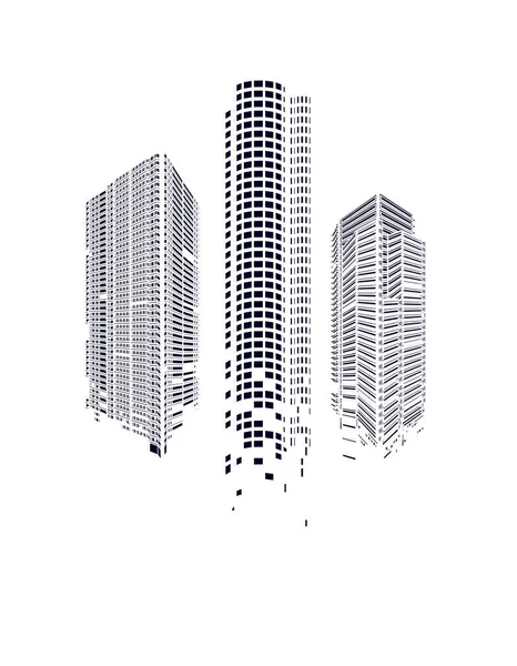 构建向量图解 建筑摩天大楼物体孤立的背景 — 图库矢量图片