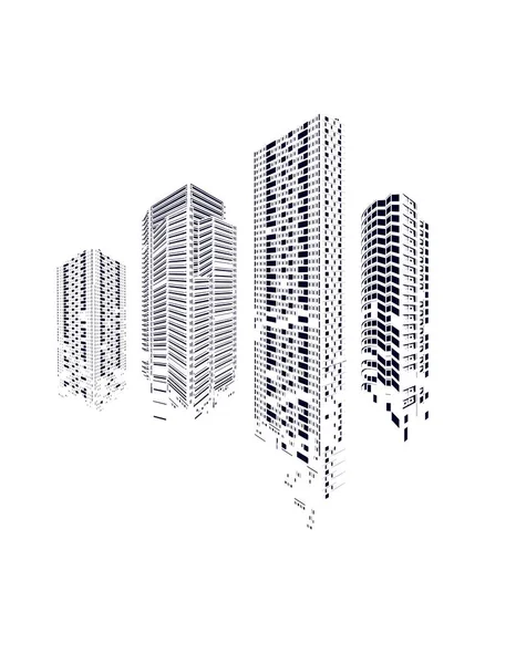 Bygga Vektor Illustration Arkitektur Skyskrapa Objekt Isolerad Bakgrund — Stock vektor