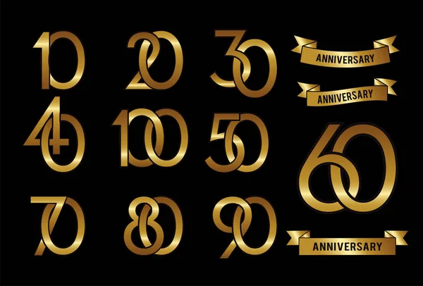 Anniversary Logo Group Some Number Vector — Stock Vector