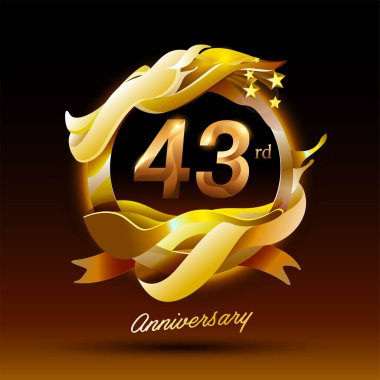 43 yıl boyunca altın dalga yıldönümü logosu