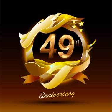 49 yıl boyunca altın dalga yıldönümü logosu