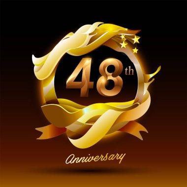 48 yıl boyunca altın dalga yıldönümü kutlaması logosu