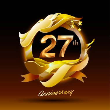 27 yıl boyunca altın dalga yıldönümü kutlaması logosu