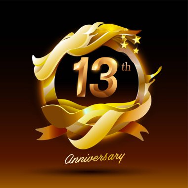 13 yıl boyunca altın dalga yıldönümü kutlaması logosu