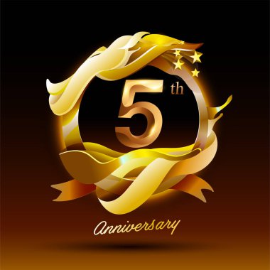 5 yıllık altın dalga yıldönümü kutlaması logosu