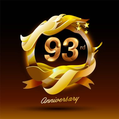 93 yıl boyunca altın dalga yıldönümü kutlaması logosu
