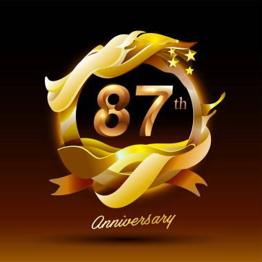 87 yıl boyunca altın dalga yıldönümü kutlaması logosu