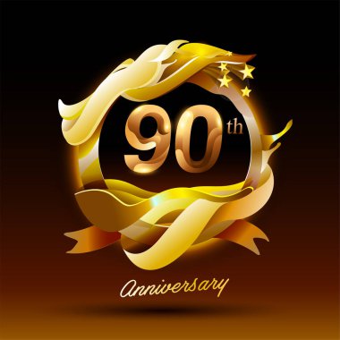 90 yıl boyunca altın dalga yıldönümü logosu