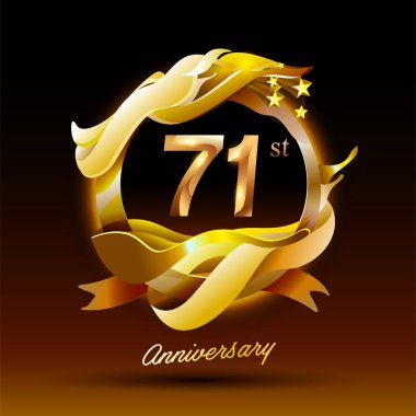 71 yıl boyunca altın dalga yıldönümü logosu