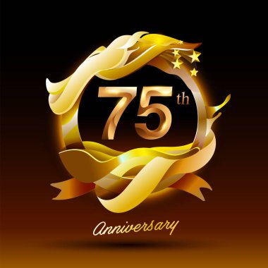 75 yıl boyunca altın dalga yıldönümü kutlaması logosu