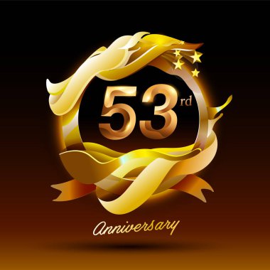 53 yıl boyunca altın dalga yıldönümü logosu