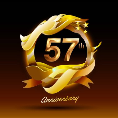 57 yıl boyunca altın dalga yıldönümü logosu