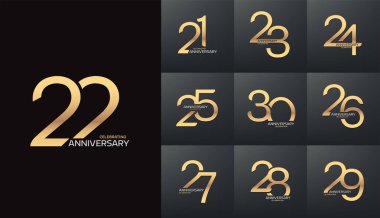 21 'den 30' a kadar modern logoti seti.