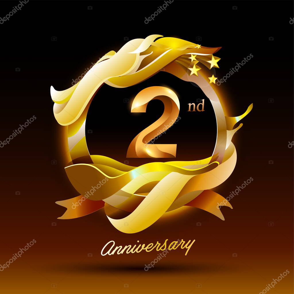 2 years golden wave anniversary celebration logo
