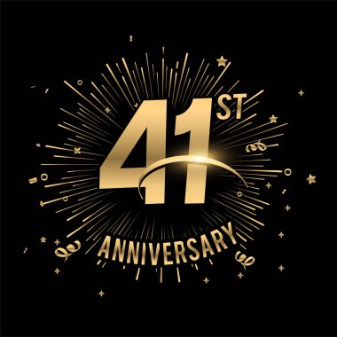 41. yıldönümümüz kutlu olsun. Havai fişekler ve yıldızlarla. Tebrik kartı.