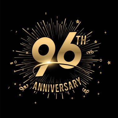 96. yıldönümümüz kutlu olsun. Havai fişekler ve yıldızlarla. Tebrik kartı.