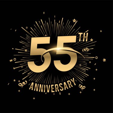 55. yıldönümümüz kutlu olsun. Havai fişekler ve yıldızlarla. Tebrik kartı.
