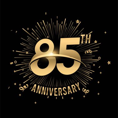 85. yıldönümümüz kutlu olsun. Havai fişekler ve yıldızlarla. Tebrik kartı.