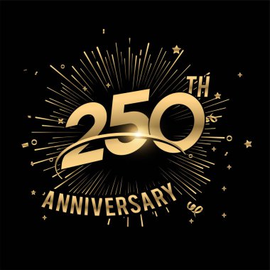 250. yıldönümümüz kutlu olsun. Havai fişekler ve yıldızlarla. Tebrik kartı.