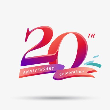 Modern zarif sayı tasarımlı 20. yıl dönümü kutlaması logosu