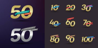 Yıldönümü logosu seti modern altın numara
