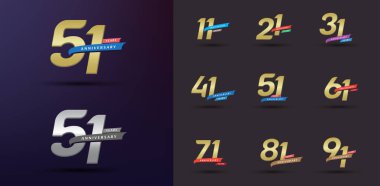 Yıldönümü logosu seti modern altın numara