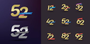 Yıldönümü logosu seti modern altın numara