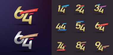 Yıldönümü logosu seti modern altın numara