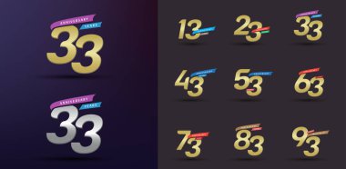 Yıldönümü logosu seti modern altın numara