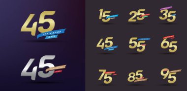 Yıldönümü logosu seti modern altın numara