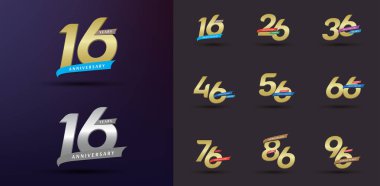 Yıldönümü logosu seti modern altın numara