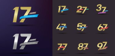 Yıldönümü logosu seti modern altın numara