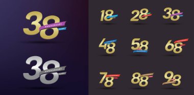 Yıldönümü logosu seti modern altın numara