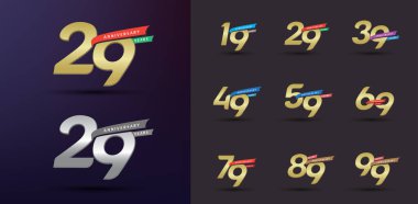 Yıldönümü logosu seti modern altın numara