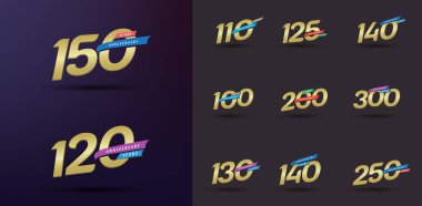 Yıldönümü logosu seti modern altın numara