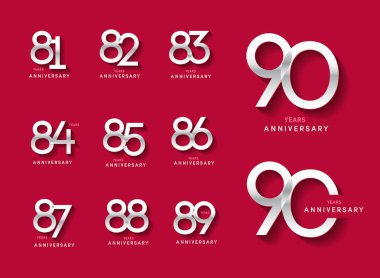 81 'den 90' a kadar yıldönümümüzün logosu. Parlak sayılı modern numara. Alternatif logo numarası: Gümüş yıldönümü kutlaması