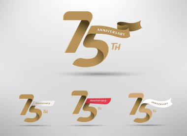 Alternatif sayı ve kurdele tasarımlı 75. yıldönümü kutlaması logosu