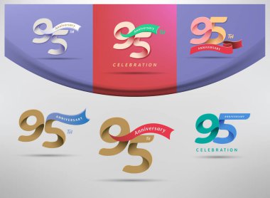 Alternatif sayı ve kurdele tasarımlı 95. yıldönümü kutlaması logosu