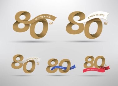 Alternatif sayı ve kurdele tasarımlı 80. yıl dönümü kutlaması logosu