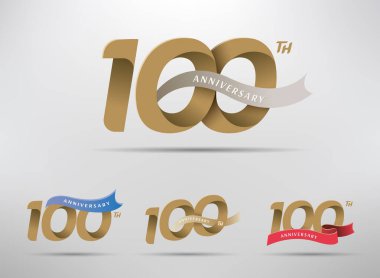 Alternatif sayı ve kurdele tasarımlı 100. yıl dönümü kutlaması logosu